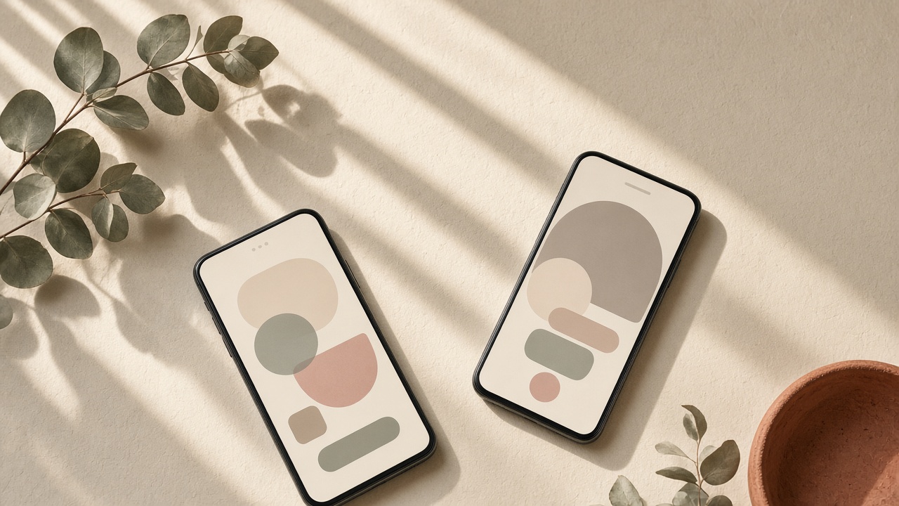 Two phones on a sunlit desk comparing a Paage creator OS page and a Linktree link list